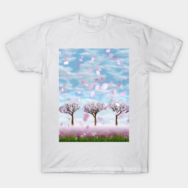 Sakurama - Cherry Trees T-Shirt by BonniePhantasm